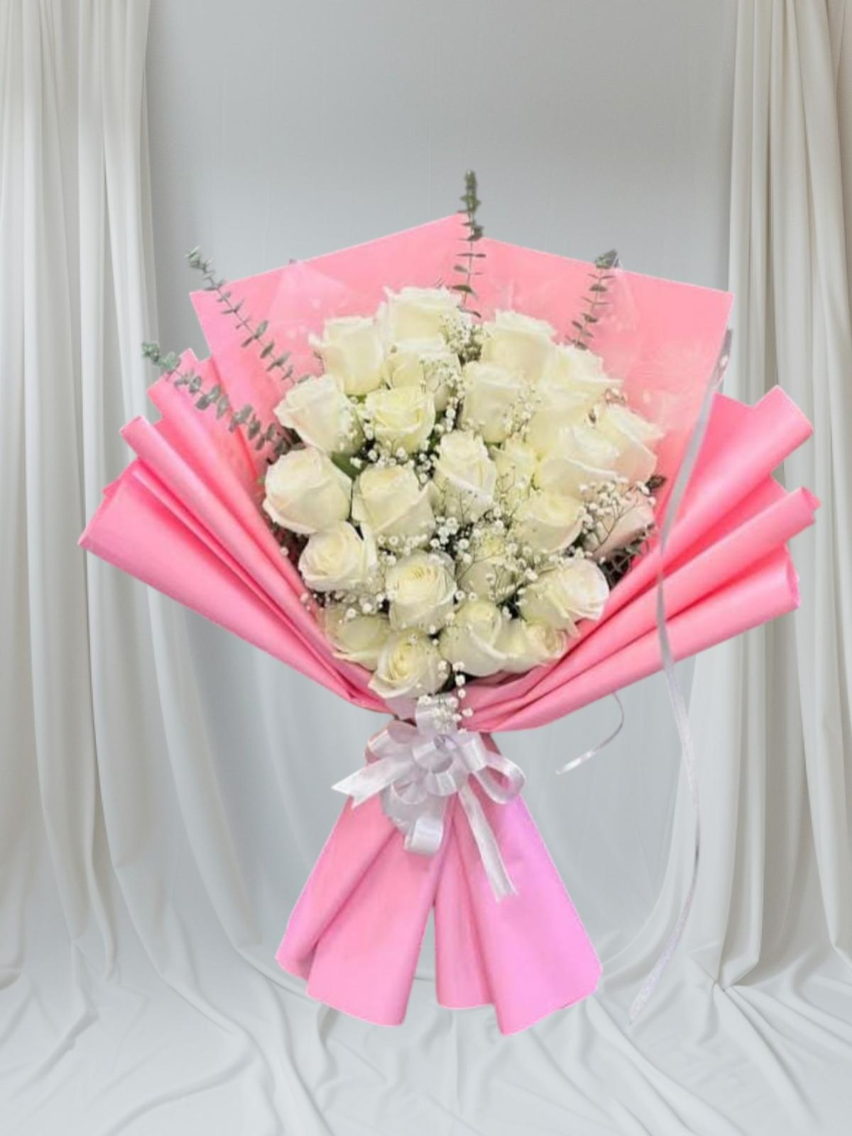 25 imported white roses - Görsel 2